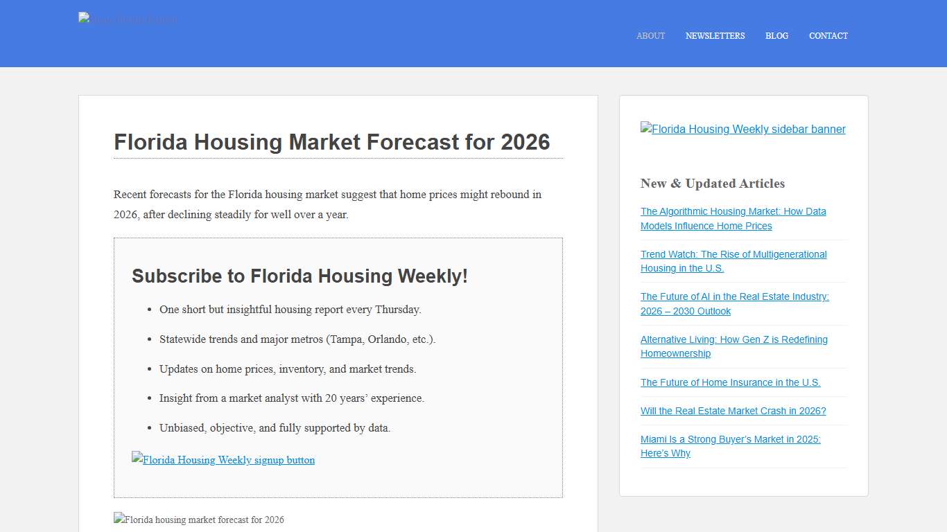 Florida Housing Market Forecast for 2026: Data-Based Predictions